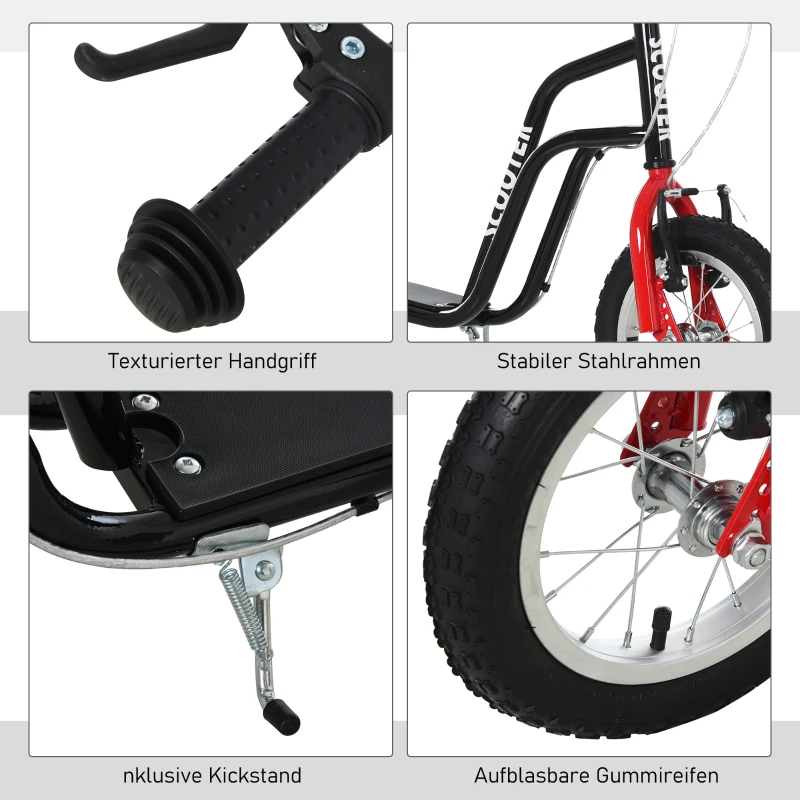 HOMCOM Kinderscooter stuur verstelbare step met luchtbanden 12 inch vanaf 5 jaar(m-7)