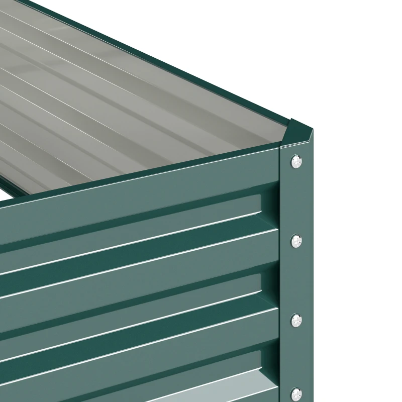 Outsunny Bedplantenbak met Stalen Kast Groen 120 x 120 x 30 cm