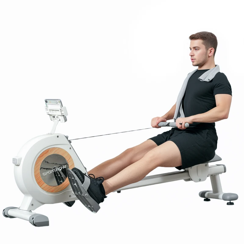 SPORTNOW Roeiapparaat met 16 verstelbare niveaus, LCD-monitor en mobiele telefoonhouder, voor thuisfitness, 150 kg belastbaar