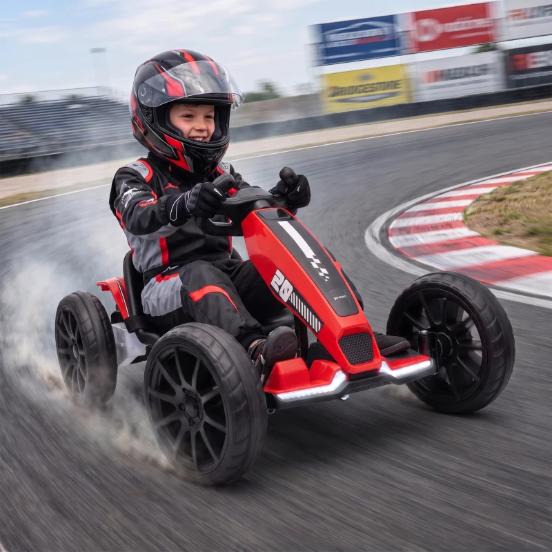 AIYAPLAY Go-Kart electric pentru copii 12V cu 2 motoare, roșu