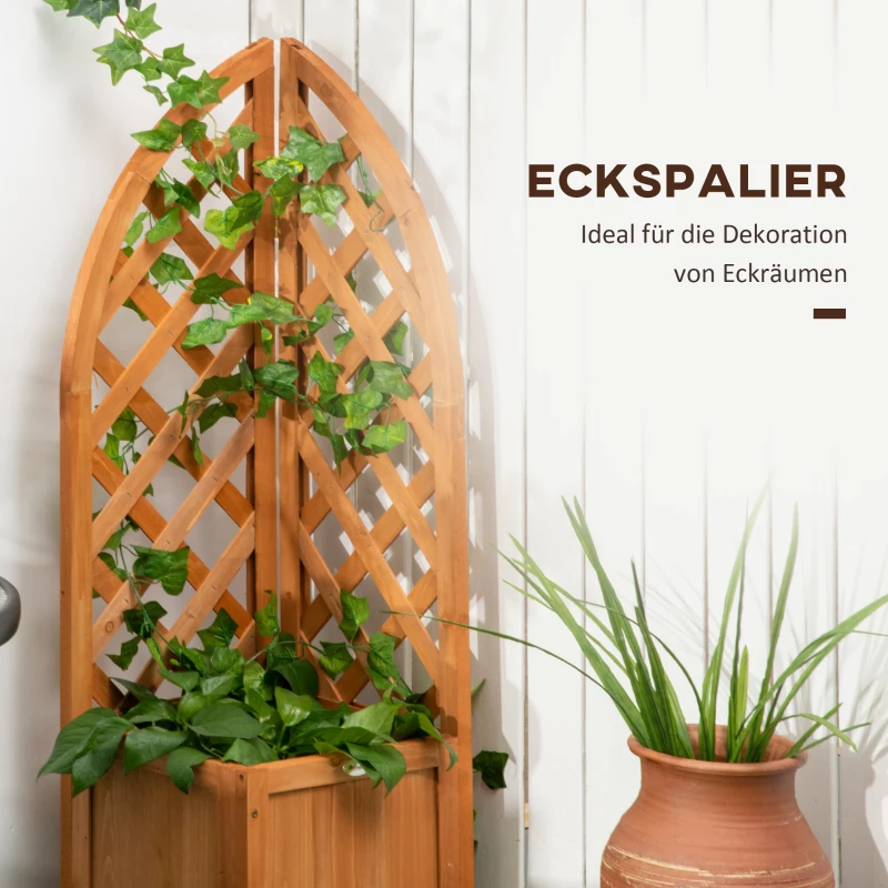 Outsunny Buitenzonnig verhoogd bed met latwerk, bloembak, bloempot, plantenpot bruin