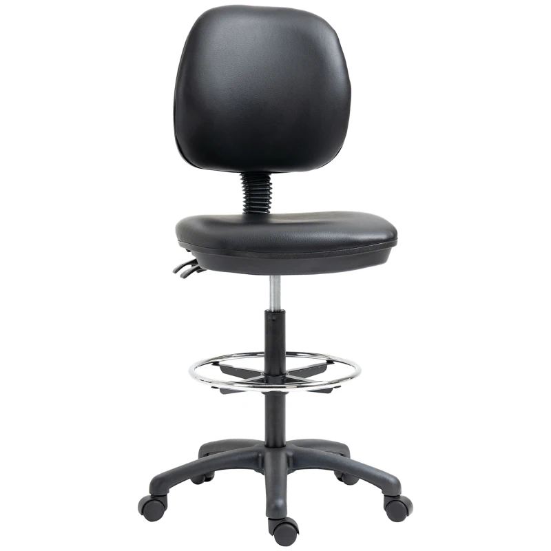 Vinsetto Tabouret à roulettes réglable en hauteur 69-91 cm avec dossier inclinable et repose-pieds réglable