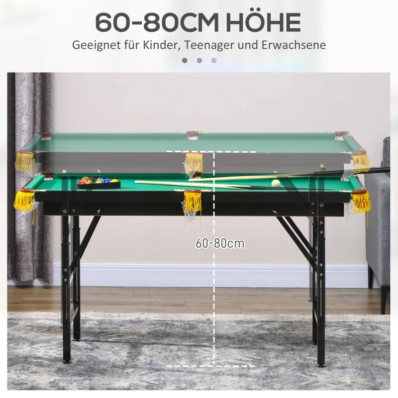 SPORTNOW 2-in-1 Pooltafel, Tafeltennistafel, met accessoires, 140x63x80cm, Blauw/Groen