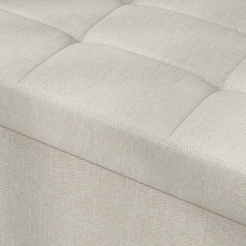 HOMCOM Puff Almacenaje, Banco Almacenaje Plegable 84 L 76x38x38 cm Tapizado en Lino Sintético Baúl de Almacenamiento Crema