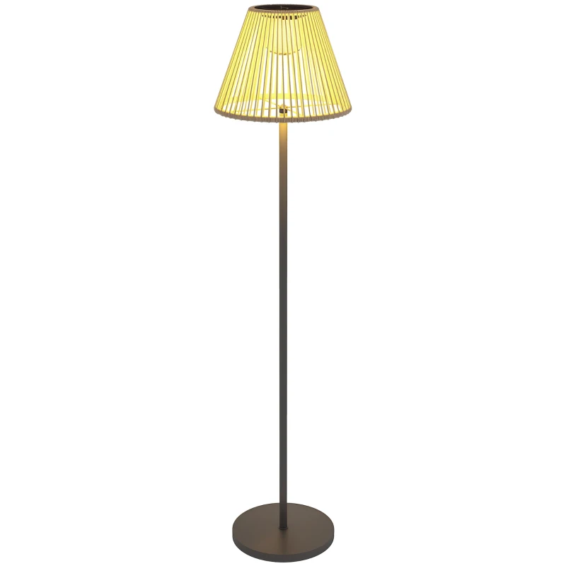 Outsunny Solar Staande Lamp Rotan met Lichtsensor 25 LED-Lichten Solarlamp in Boho-Stijl Ø33 x 135 cm