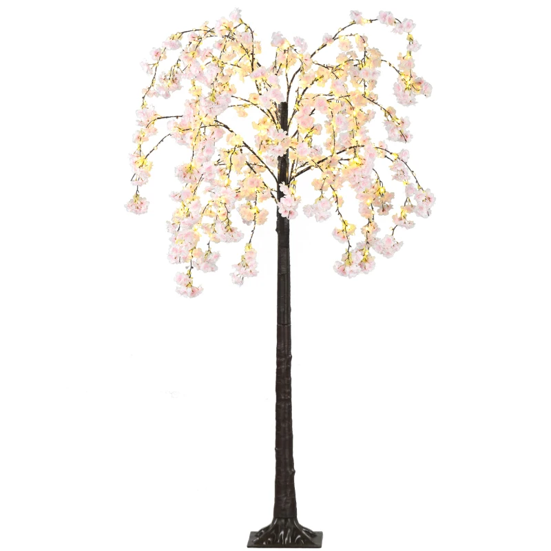 HOMCOM 450 LED Light Decorative Artificial Blossom Tree - Pink