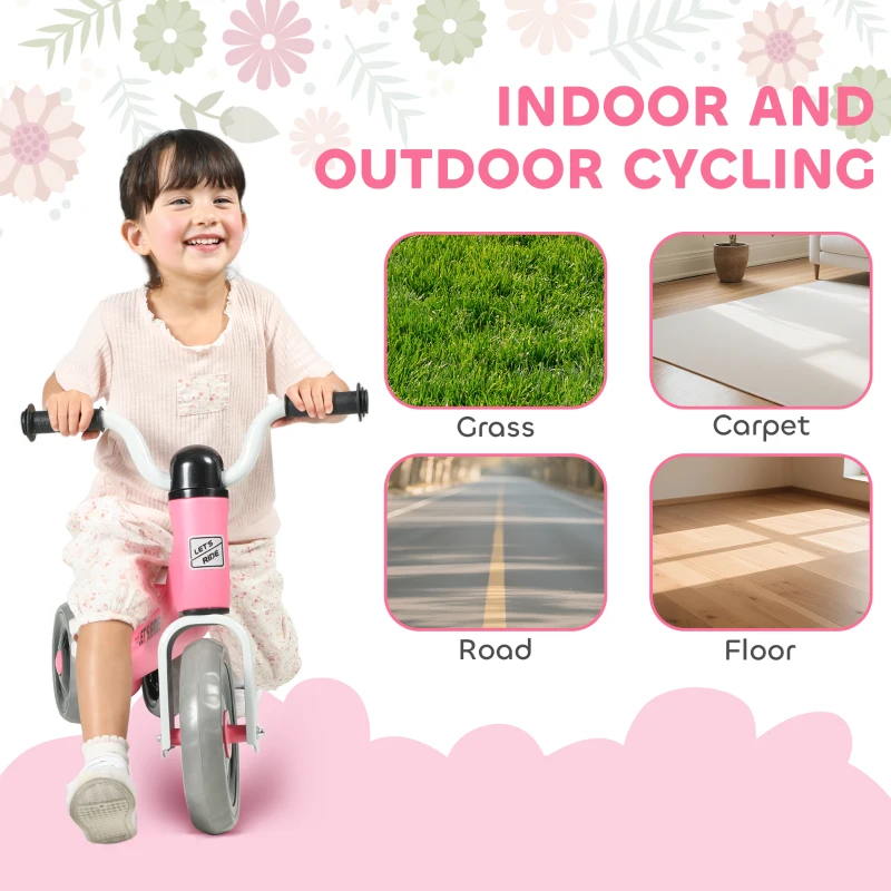 AIYAPLAY Toddler Balance Bike with No Pedal, 3 Silence Wheels for 12-36 Months Boys and Girls, Indoor Outdoor, Pink