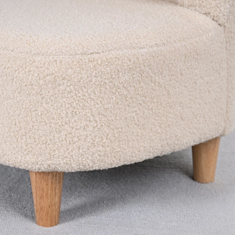 AIYAPLAY Kinderfauteuil, pluche fauteuil met berenoren, fleece-bekleding, schuim, Beige(m-8)