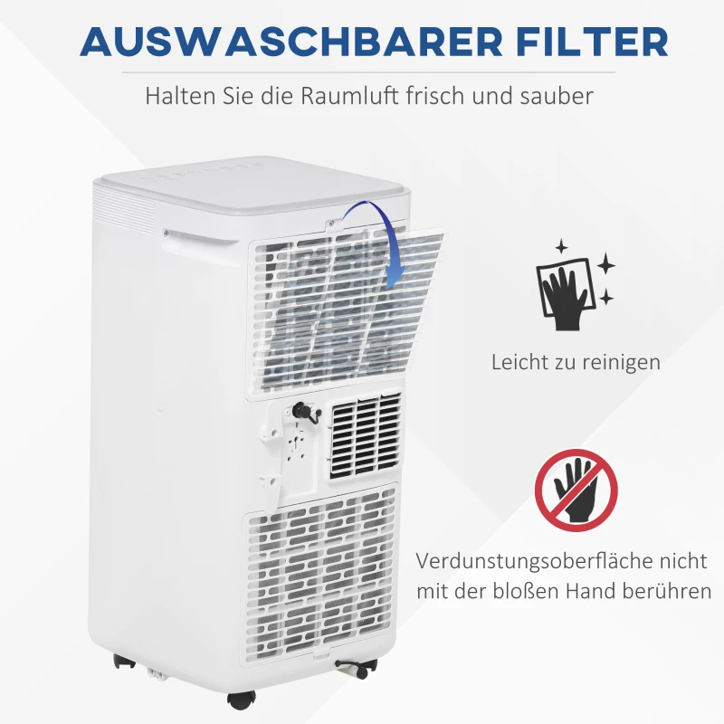 HOMCOM Mobiele airconditioner airconditioner 4 modi afstandsbediening 24u timer ABS wit