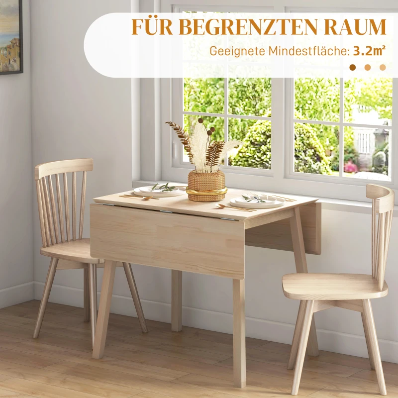 HOMCOM Eettafel Klaptafel Keukentafel, 2 inklapbare zijden, 110 x 86 x 75 cm, Naturel