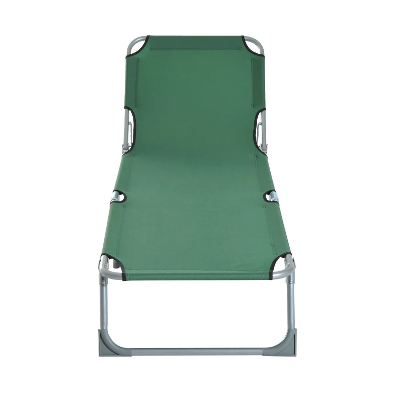 Outsunny Cama de Camping Plegable con Respaldo Ajustable en 4 Niveles Carga 120 kg para Playa Jardín Piscina 187x58x28 cm Verde