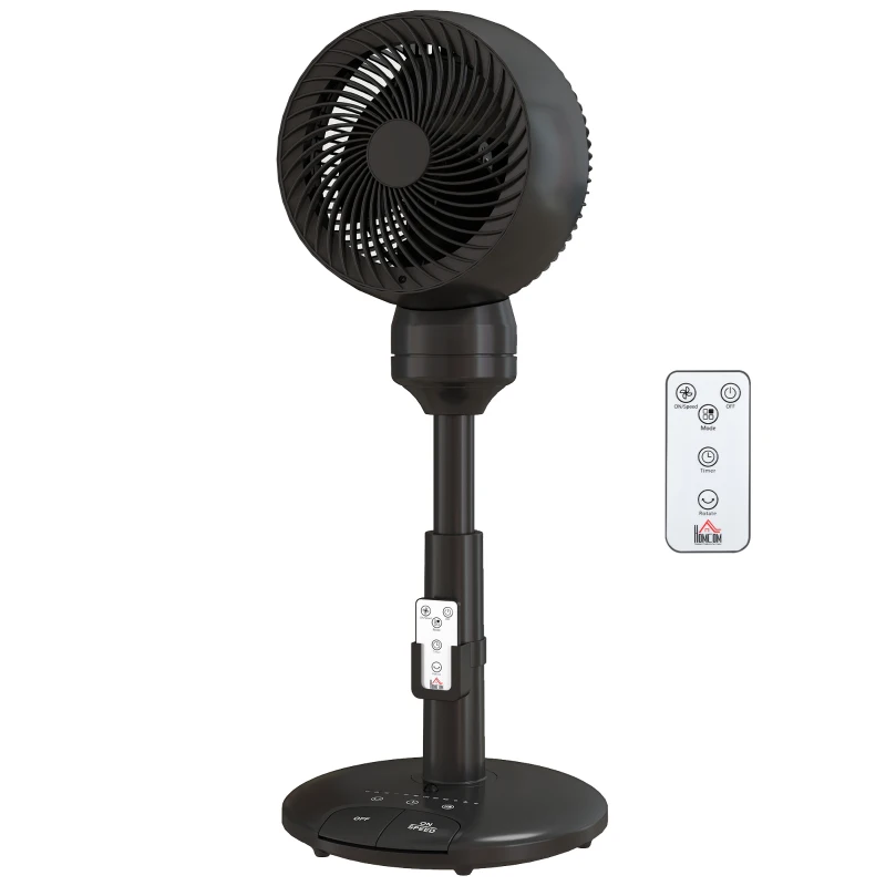 HOMCOM Air Circulator Fan Pedestal Cooling Fan with 3 Speed 3 Mode and Remote Control, 9 Inch, Black