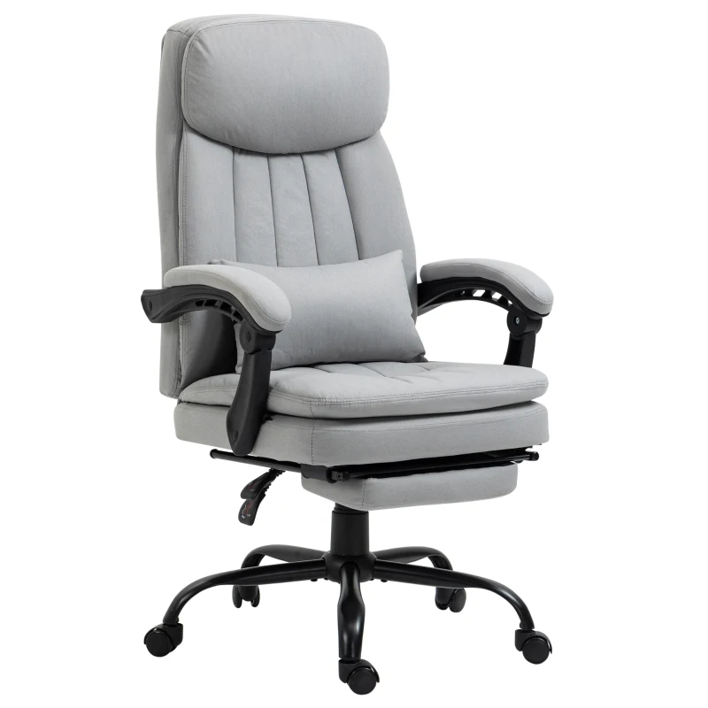 Vinsetto Bureaustoel met Massage- en Verwarmingsfunctie, Verstelbaar, tot 120 kg, 66 x 67 x 110-118 cm, Grijs