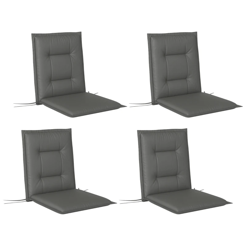 Outsunny 4-delige Stoelkussens set 108 x 50 x 5 cm met bevestigingsbanden, Binnen/Buiten Zitkussens Lichtgrijs