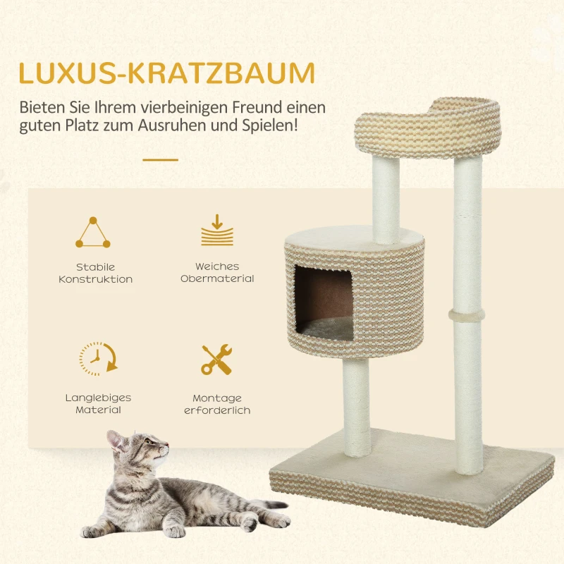PawHut kattenboom krabpaal klimboom uitkijkplatforms speelmogelijkheden