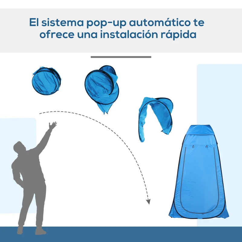 Outsunny Tienda de Ducha Portátil con Bolsa de Transporte para Baño Inodoro 120x120x190 cm Azul