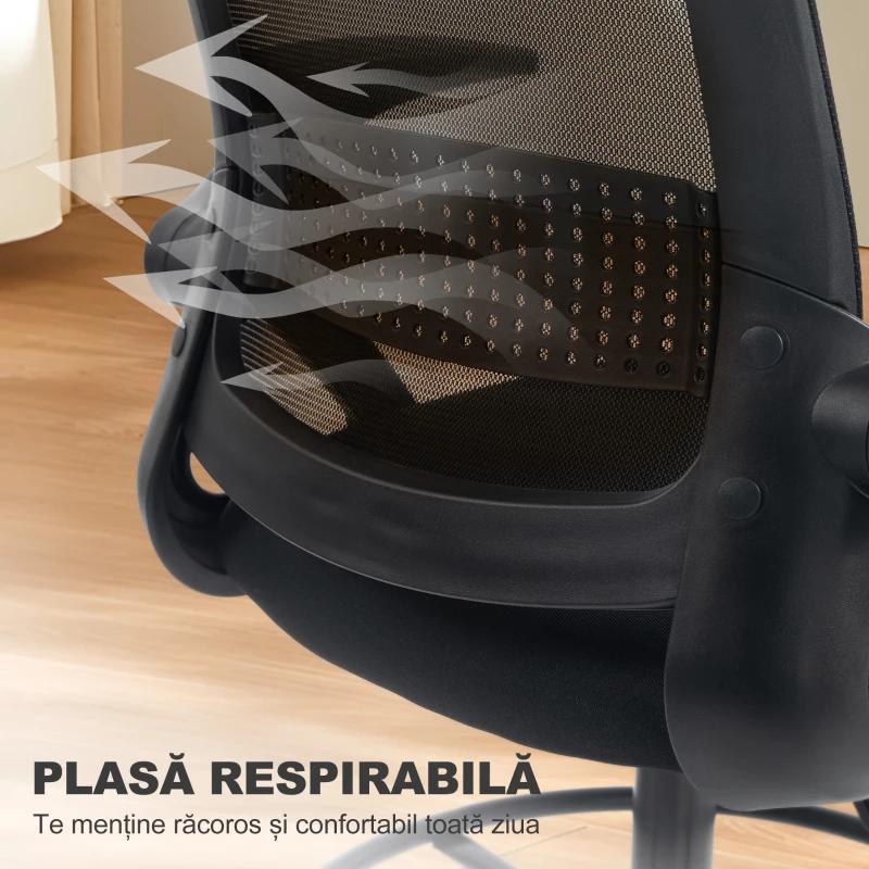 HOMCOM Scaun de birou ergonomic, înălțime reglabilă, negru