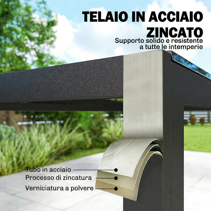 Outsunny Set da Pranzo da Giardino 7 Pezzi, Tavolo e Sedie per 6 Persone, Nero