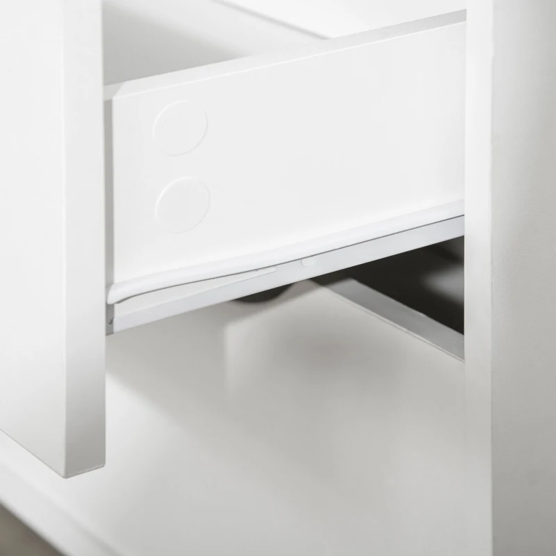 HOMCOM Cómoda para Dormitorio con 5 Cajones Patas Elevadas de Madera para Salón Oficina 99x39x101 cm Blanco y Roble