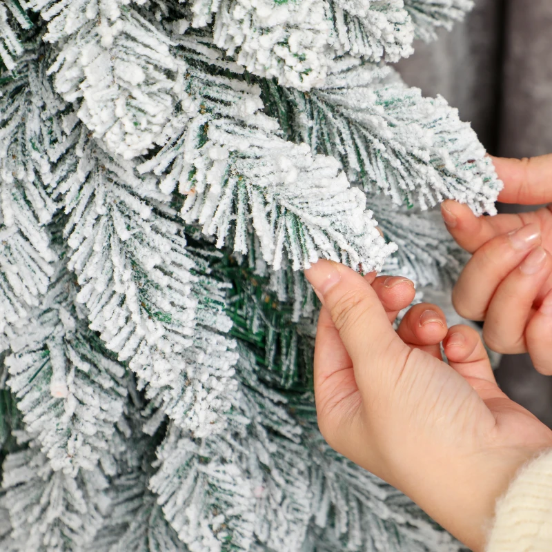 HOMCOM Artificial Christmas Tree Set of 3, Snowy Pre-Lit Christmas Tree with PVC Branch Tips, 90/120/150 cm, Green White