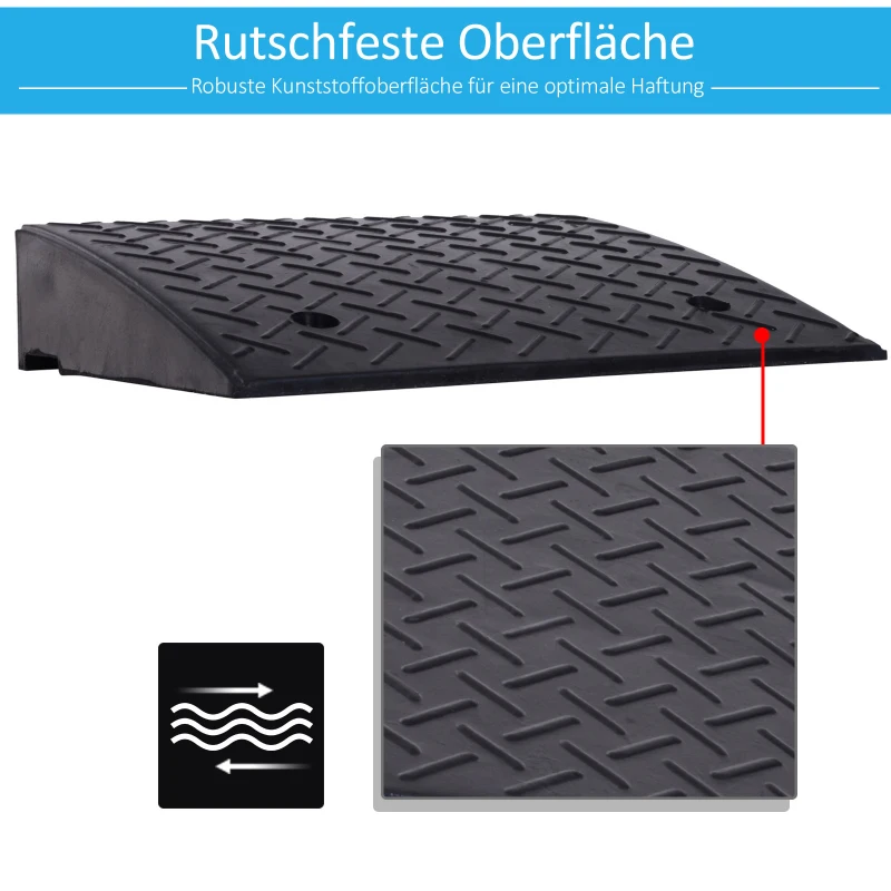 HOMCOM oprijplaat, oprijplaten, 2 stuks rubberen oprit, drempeloprijplaat, oprijhulp voor auto's, rubber 48 x 32 x 13 cm oprijplaat oprijplaten oprit rubber oprijplaat auto | Aosom.de