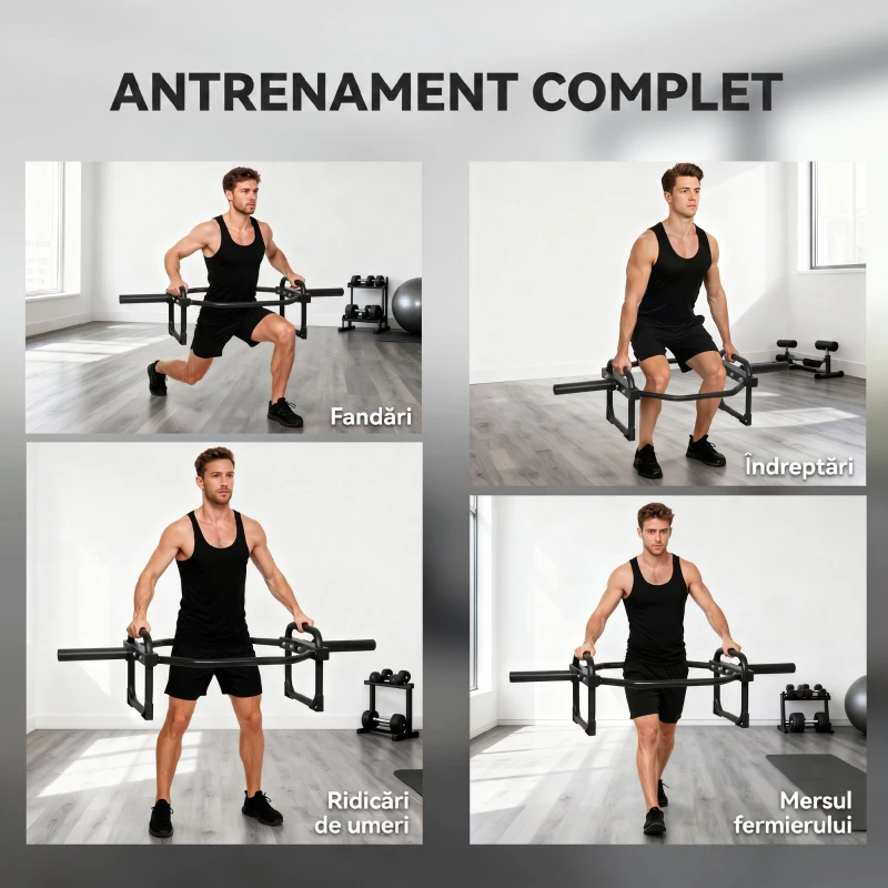 SPORTNOW Bară Olimpică Hexagonală 5 Cm, Capacitate 300 Kg, Încărcare Ușoară, pentru Bancă, Îndreptări, Ridicări din Umeri, Genuflexiuni și Mersul Fermierului