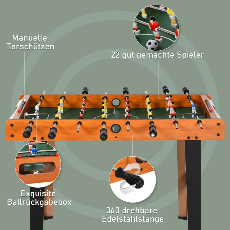 HOMCOM Tafelvoetbal Kickertafel met roestvrijstalen stangen, Voor kinderen en volwassenen, 84,5x40x61,2 cm, Zwart(m-4)