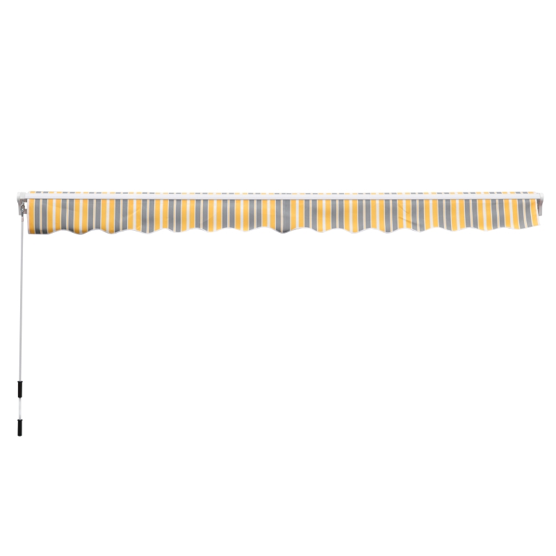 Outsunny 3.5M x 2.5M Garden Patio Manual Awning Canopy Sun Shade Shelter Retractable Gear Lever Winding Handle - Yellow
