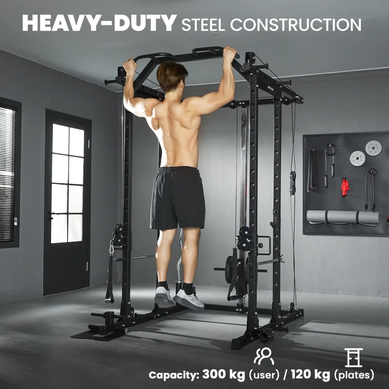 SPORTNOW Cable Crossover Machine, with Lat-Pull Down System