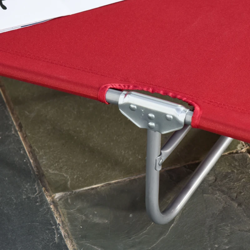 Outsunny Zonnebed, Opvouwbaar, Verstelbare Rugleuning, Roestvrij Metalen Frame, 180 x 55 x 24, Wijnrood