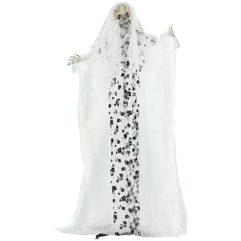 Outsunny 175cm Halloween-decoratie Ghost Bride Eye Glow Horror Sounds