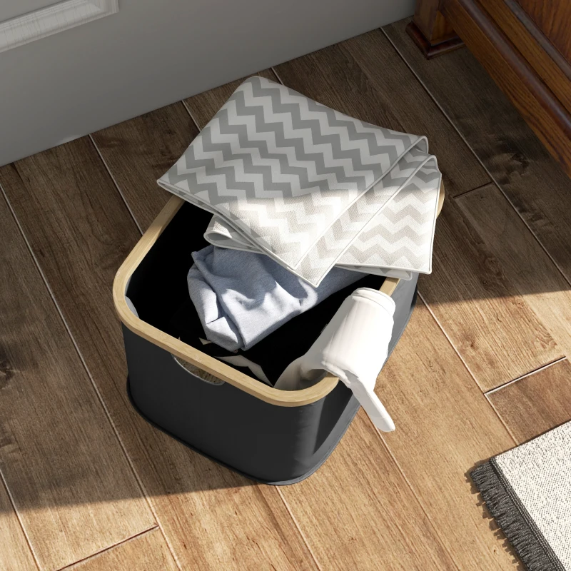 HOMCOM Cesto de la Ropa Sucia Plegable 36 L con Asas para Baño Dormitorio Lavadero 44,3x33,3x26,5 cm Negro