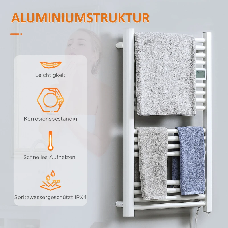 HOMCOM badkamerverwarming, 24/7 programmering, 4 modi, bescherming tegen oververhitting, 54 cm x 4 cm x 96 cm, wit