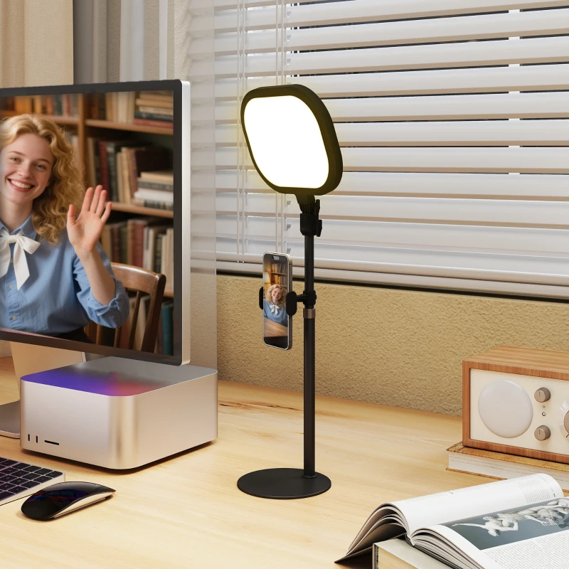 HOMCOM LED-nachtkastlamp, 10 dimstanden, 5 kleurtemperaturen, geheugenfunctie, metaal, zwart
