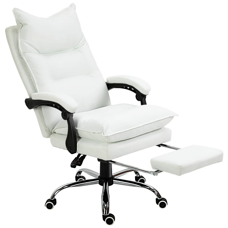 Vinsetto Fauteuil de bureau, chaise bureau ergonomique avec dossier inclinable, hauteur réglable, 66 x 72 x 130 cm, blanc