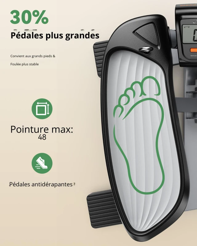 Twist Stepper pour la maison, rembourrage en silicone, pédales surdimensionnées, capacité de charge élevée, 46x39,5x22,5 cm, Noir