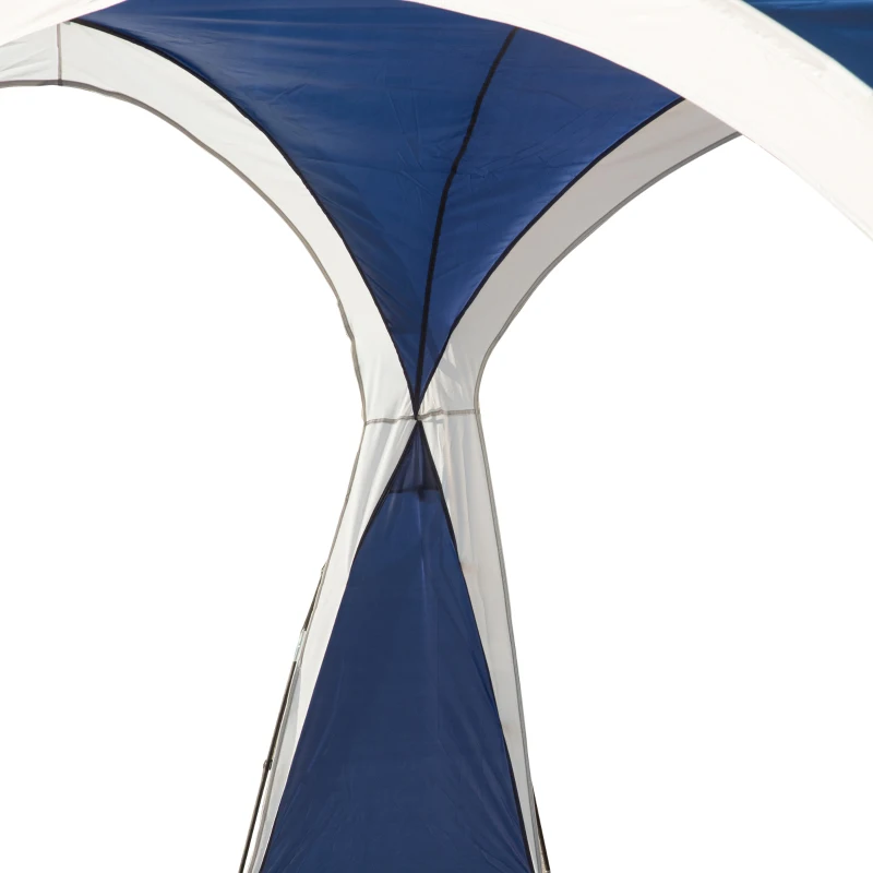 Outsunny Koepeltent voor 6-8 personen, paviljoen, bescherming tegen zon en motregen, 3,5 x 3,5 x 2,22 m, blauw+grijs