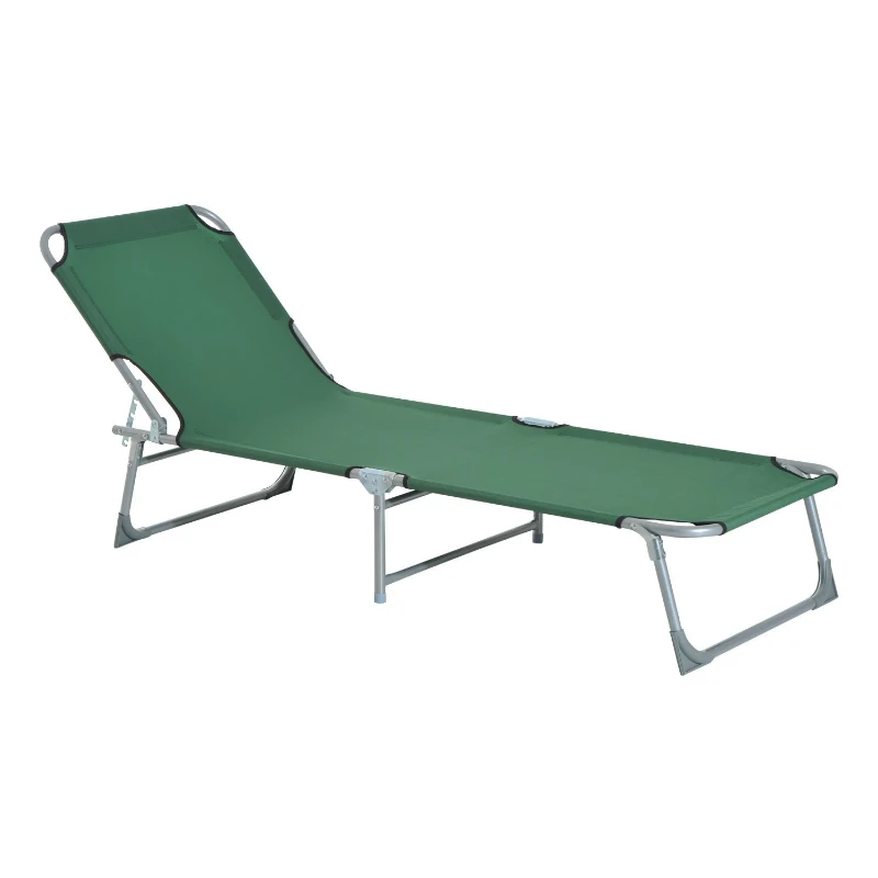Outsunny Cama de Camping Plegable con Respaldo Ajustable en 4 Niveles Carga 120 kg para Playa Jardín Piscina 187x58x28 cm Verde