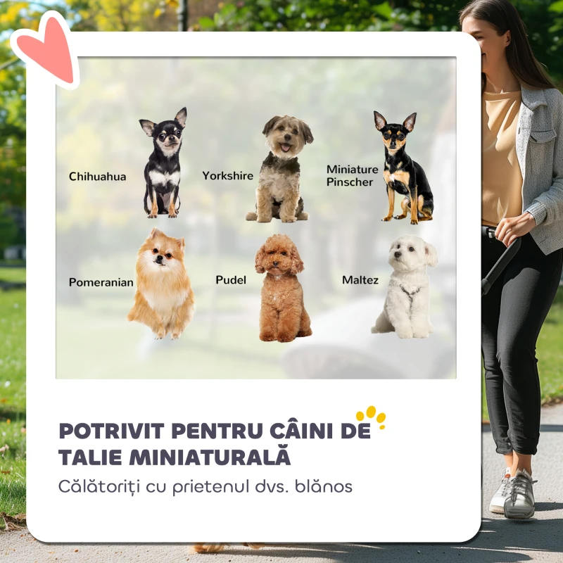 PawHut Cărucior pentru Câini cu 2 Ferestre din Plasă, din Oțel și Material Oxford, 76x44x103 cm, Negru și Gri Deschis