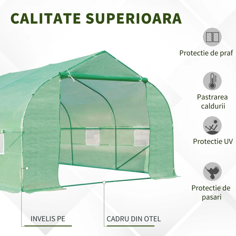 Outsunny, sera pentru gradina cu acoperis, 6x3x2, verde | Aosom Ro(m-4)