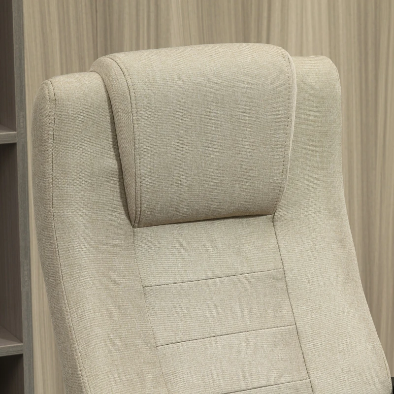 Vinsetto Bureaustoel in Linnenlook, Verstelbaar, Schommelfunctie, 5 Wielen, Beige