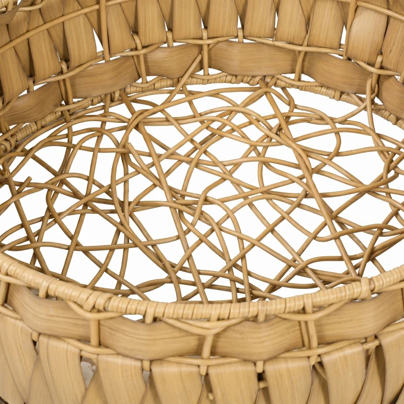 PawHut Rattan kattenmand met afneembaar kussen, kattenhol voor katten tot 10 kg, 50 x 50 x 25 cm, lichtbruin