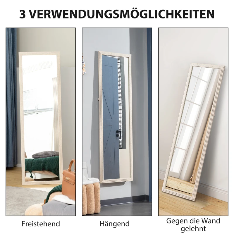 HOMCOM 160 x 50 cm volledige-lengte spiegel, veelzijdig inzetbaar, rechthoekig ontwerp met frame, Wit