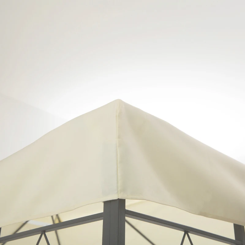 Outsunny Techo de Repuesto para Cenador 4x3 m Cubierta de Repuesto con Techo Doble 10 Orificios de Drenaje y Protección UV Toldo de Recambio para Pabellón Gazebo Crema