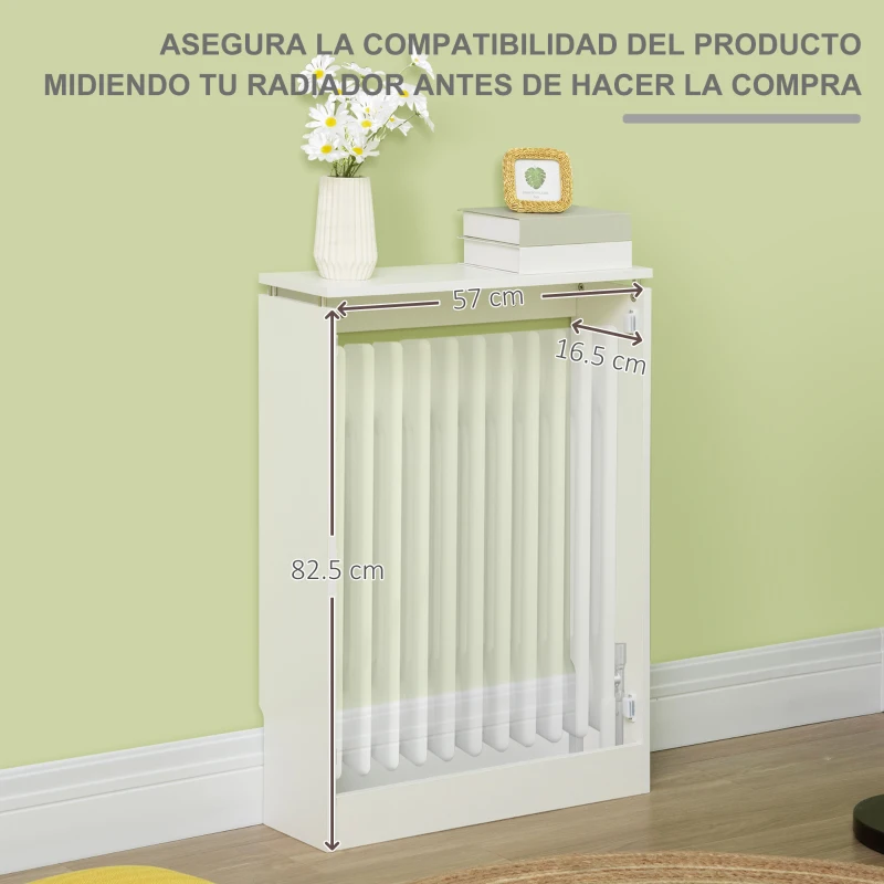 HOMCOM Cubierta de Radiador Cubre Radiador Moderno Pintado de MDF con Estante Superior para Salón Dormitorio 60x18x84 cm Blanco