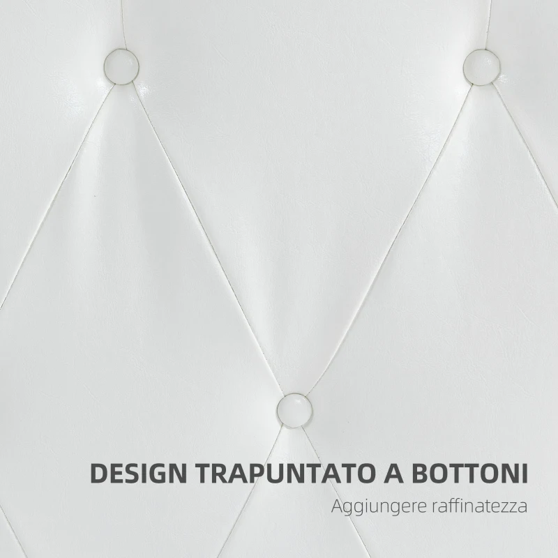 HOMCOM Testiera Letto Matrimoniale Imbottita con Design a Bottoni, in Pelle PU e MDF, 160x7x120 cm, Bianco