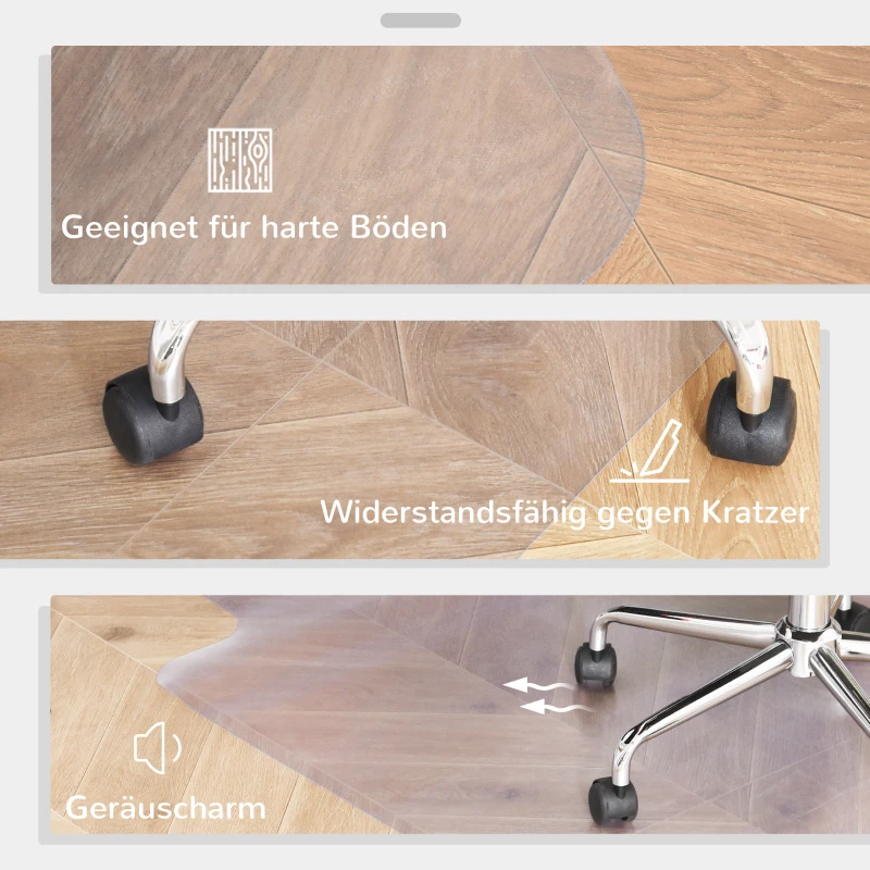 HOMCOM Vloermat voor Harde Vloeren, 90 x 120 cm, Antislip, Transparant, Vloermatten ter Bescherming van Hout en Tegels, voor Kantoor en Thuis