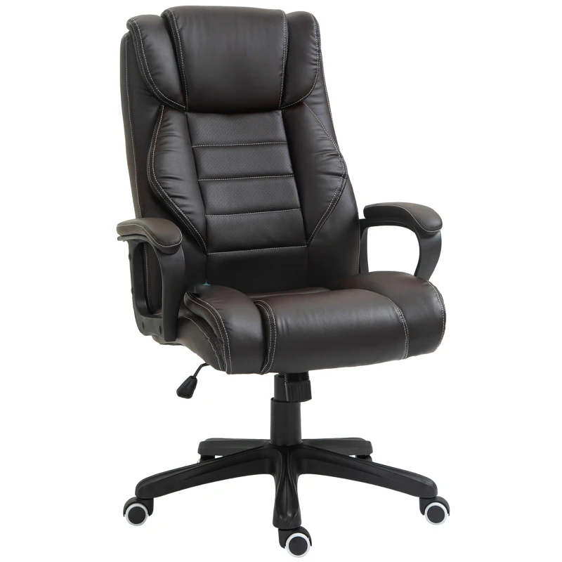 Vinsetto Massage Bureaustoel, verstelbare Directiestoel, ergonomische Draaistoel, 6 Vibratiepunten, Bruin(m-11)
