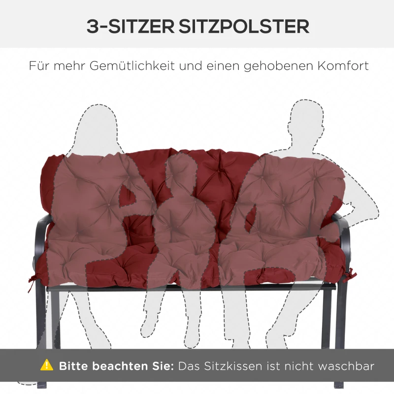 Outsunny Zitkussen voor banken, bankkussen met bevestigingsbanden, voor maximaal 3 personen, schuimvulling, zitkussen