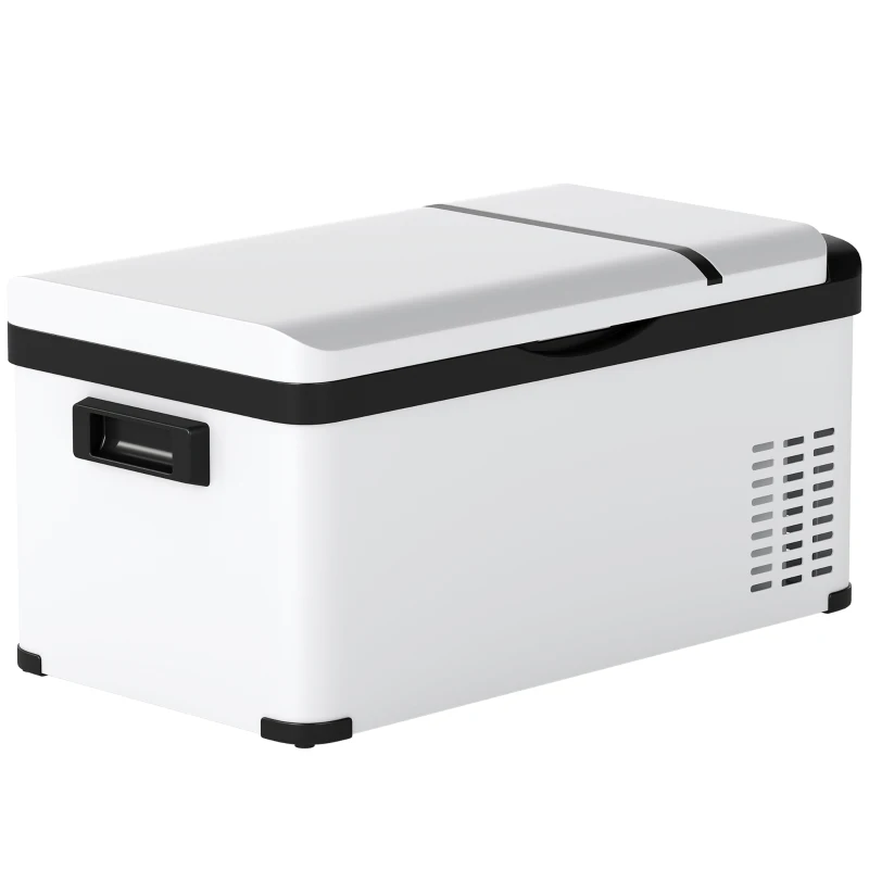 Outsunny Frigo Portatile Elettrico 20L con Maniglia e Schermo LCD, in Acciaio Zincato, 61x32x28.5 cm, Bianco
